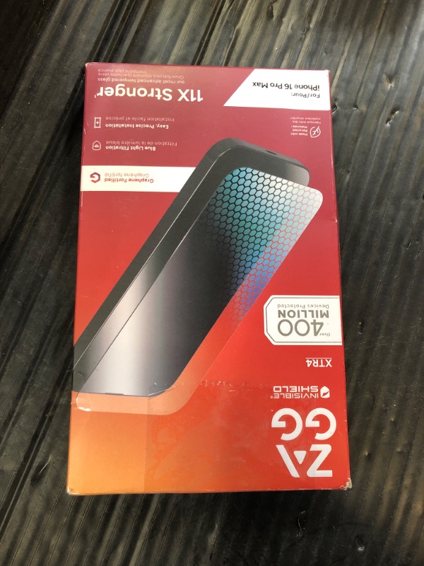Photo 1 of ZAGG XTR4 Screen Protector for iPhone 16 Pro Max - 11x Stronger Tempered Glass, Blue Light Filtration, Anti-Reflective Technology, Graphene Reinforced, InvisibleShield, Easy Dust-Free Installation
