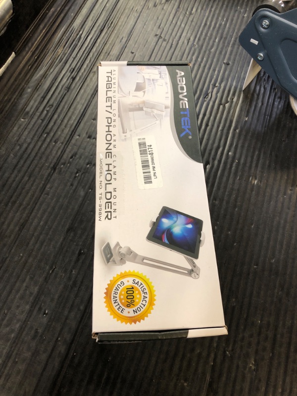 Photo 1 of AboveTEK iPad Desk Mount, Multi-Angle Adjustable Tablet Clamp Holder, 360° Swivel Arm Aluminum Tablets Stand, Fits 4"-11" Tablet/Phone/iPad mini for Home Office Kitchen Bedside (White)