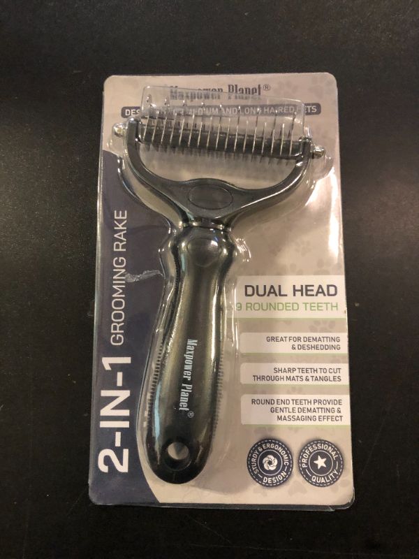 Photo 1 of Maxpower Planet Hair Brush - Double Sided Shedding, Dematting Undercoat Rake for Dogs and Cats, Extra Wide Dog Grooming Brush, Reduce Shedding by 95%, Black