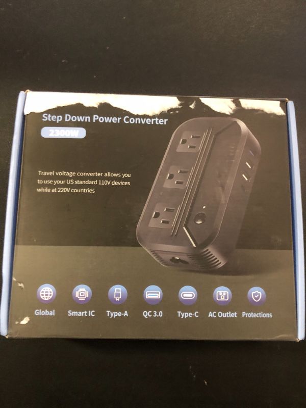 Photo 1 of Voltage Converter 2300W Power Step Down 220V to 110V Universal Travel Adapter Power Converter Power Transformer w/ 3 AC Outlets 3 USB Ports 1 Type-C Charging for EU/UK/AU/US/IT/India/South Africa
