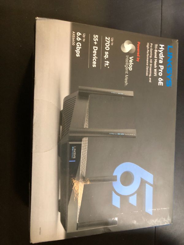 Photo 1 of Linksys Mesh WiFi Hydra Pro 6E Tri-Band Router High-Speed Axe Router for Streaming & Gaming, Speeds up to (AXE6600) 6.6Gbps - MR7500/MR75WH (Renewed)