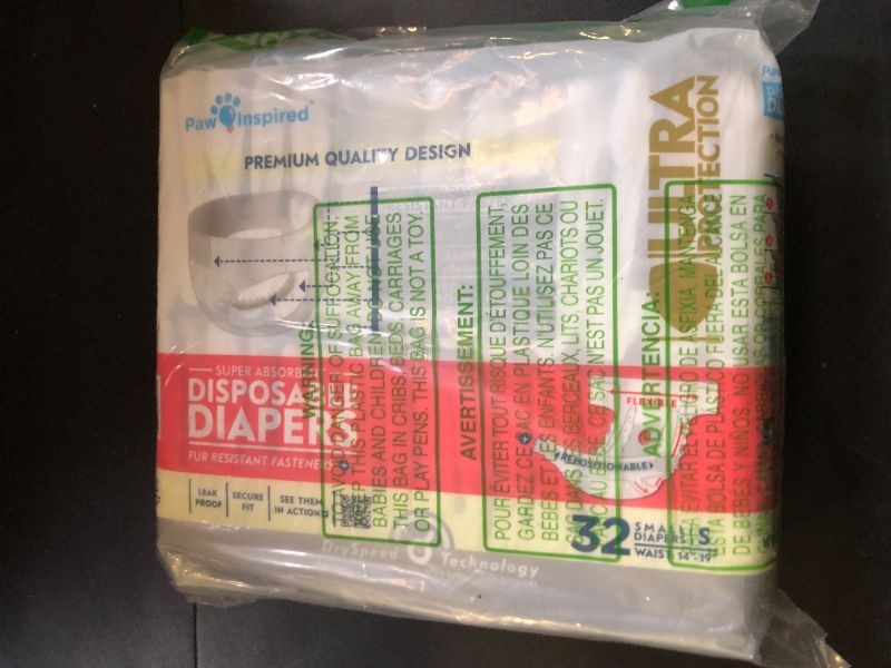 Photo 1 of Paw Inspired 32ct Disposable Dog Diapers | Female Dog Diapers Ultra Protection | Diapers for Dogs in Heat, Excitable Urination, or Incontinence (Small)
