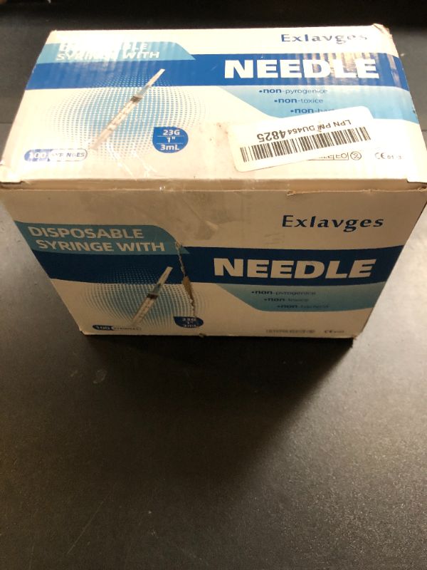 Photo 1 of 100 Pack Disposable 3ml/cc Lab Syringes with 23Ga 1 Inch Needle Luer Lock, Individually Sealed Packed
