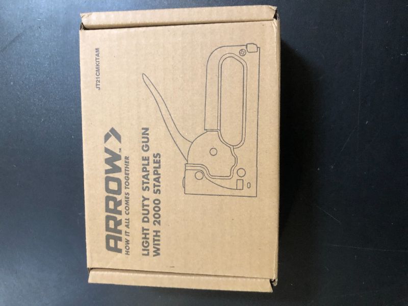 Photo 1 of Arrow JT21CM Light Duty Staple Gun Kit, Chromed-Steel Manual Stapler, with 2000 Pieces JT21 3/8" Staples, for Upholstery Professional Projects