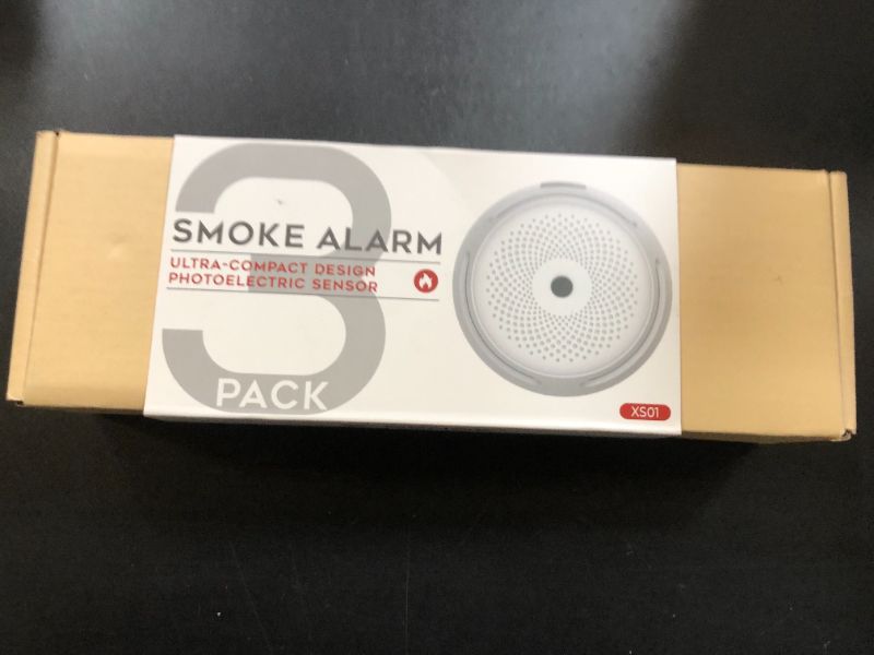 Photo 1 of X-Sense Mini Smoke Alarm, 10-Year Battery Fire Alarm Smoke Detector with LED Indicator & Silence Button, XS01, 3-Pack