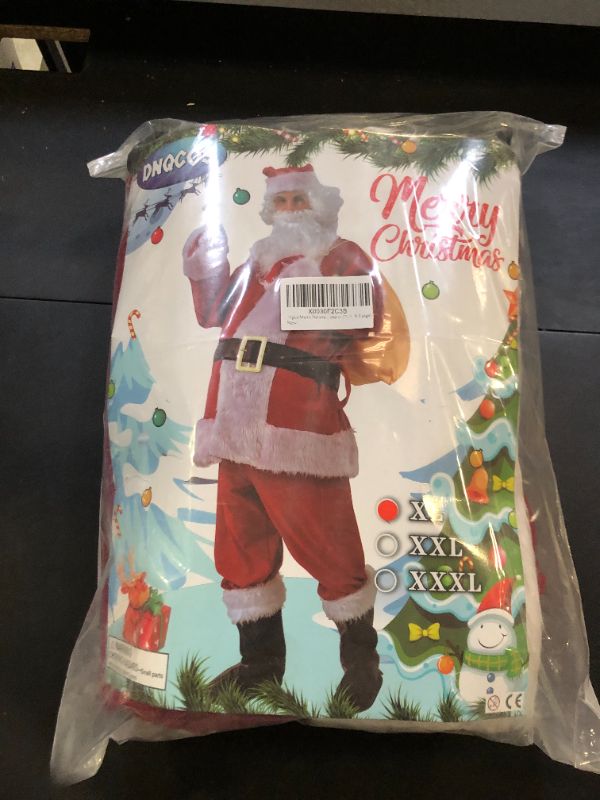 Photo 1 of 11pcs Men's Deluxe Santa Suit Velvet Christmas Adult Santa Claus Costume (Red, X-Large)
