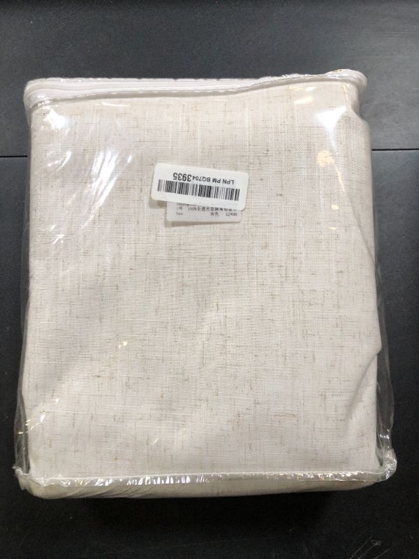 Photo 1 of Nanspring Ivory Linen Blackout Curtains 96 Inches Long 2 Panel Set for Living Room Back Tab Pinch Pleated Blackout Curtain Drapes Boho Farmhouse Neutral Cream Bedroom Black Out Curtains 96 Inch Long