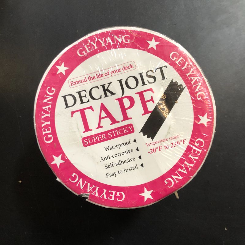 Photo 1 of GEYYANG Joist Tape for Decking 4 inch x 50 Feet,2 Pack Waterproof Deck Joist Tape,Anti-Corrosion, Self-Adhesive Deck Tape, Seal Butyl Deck Flashing Tape for Deck Joists and Beams