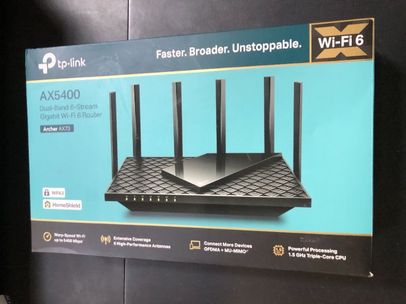 Photo 1 of TP-Link AX5400 WiFi 6 Router (Archer AX73)- Dual Band Gigabit Wireless Internet Router, High-Speed ax Router for Streaming, Long Range Coverage
