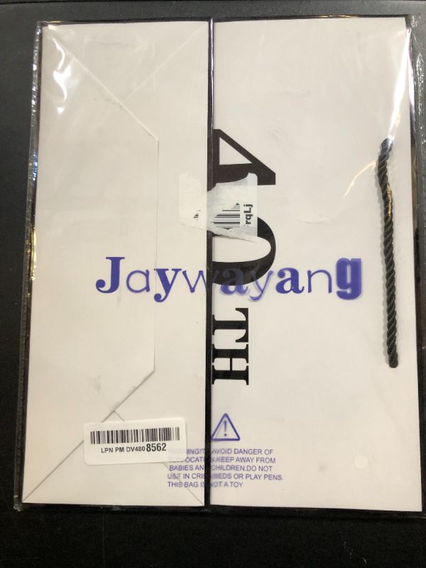 Photo 1 of Jaywayang 40th Birthday White and Black Large Gift Bag with Card and Tissue Paper, Metallic Printing Keepsake Gift Vintage Bag for Men Women, 1985 Wife Husband 40 Year Old Party Paper Bag for Wrapping