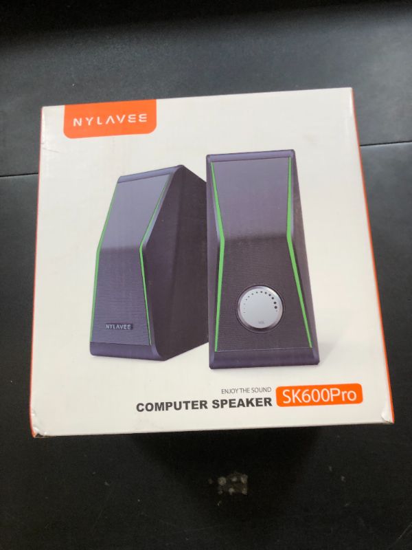 Photo 1 of Computer Speakers, Bluetooth 5.0 Hi-Fi Stereo PC Speakers, 4 Dynamic Lighting Modes, AC Adapter Powered and 3.5mm AUX-in Computer Speakers for Desktop PC, Monitor, Laptop, Tablet, Phone
