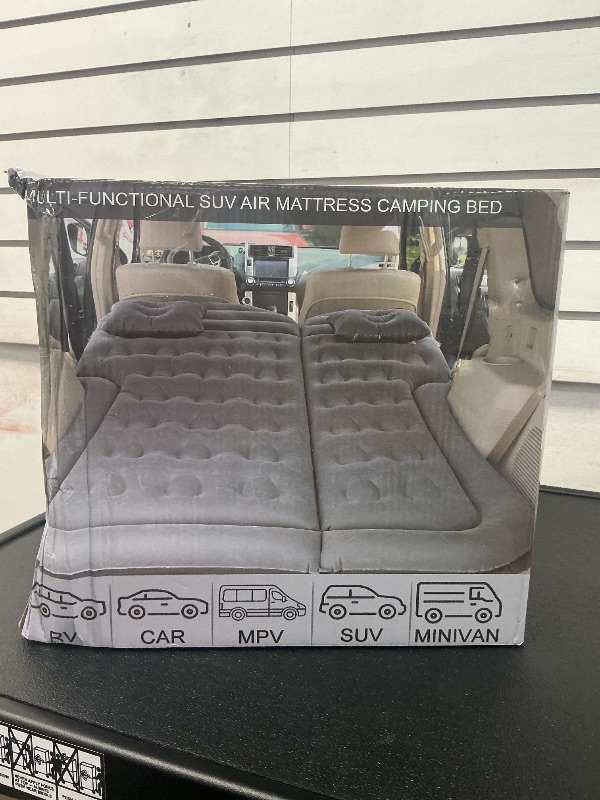 Photo 1 of SAYGOGO SUV Air Mattress Camping Bed Cushion Pillow Inflatable Thickened Car Air Bed Mattress with Electric Air Pump Portable Sleeping Pad for Travel Camping Upgraded Version Black