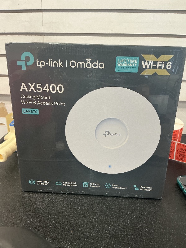 Photo 1 of TP-Link EAP670 Omada WiFi 6 AX5400 Wireless 2.5G Ceiling Mount Access Point Support-Mesh, OFDMA, Seamless Roaming, HE160 & MU-MIMO SDN Integrated Cloud Access & Omada App PoE+ Powered, White