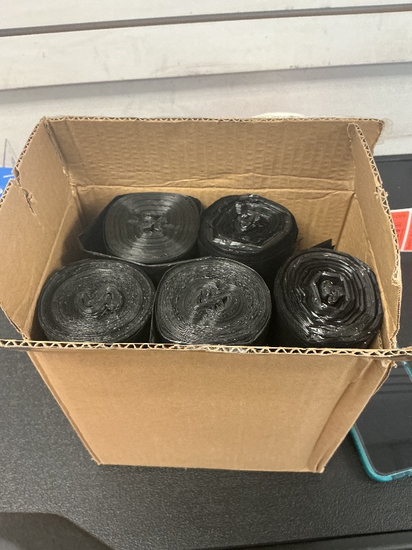 Photo 1 of 32 gal black trash bin liner teivio 5 rolls