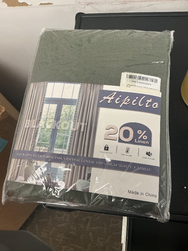 Photo 1 of Aipilto Linen Pinch Pleat Full Blackout Curtains&Drapes 100 Inch Long 2 Panels,Heavy Duty Thermal Insulated Curtains for Living Room Bedroom,Back Tab with Hooks Loden Olive Green 40”Wx100”Lx2
