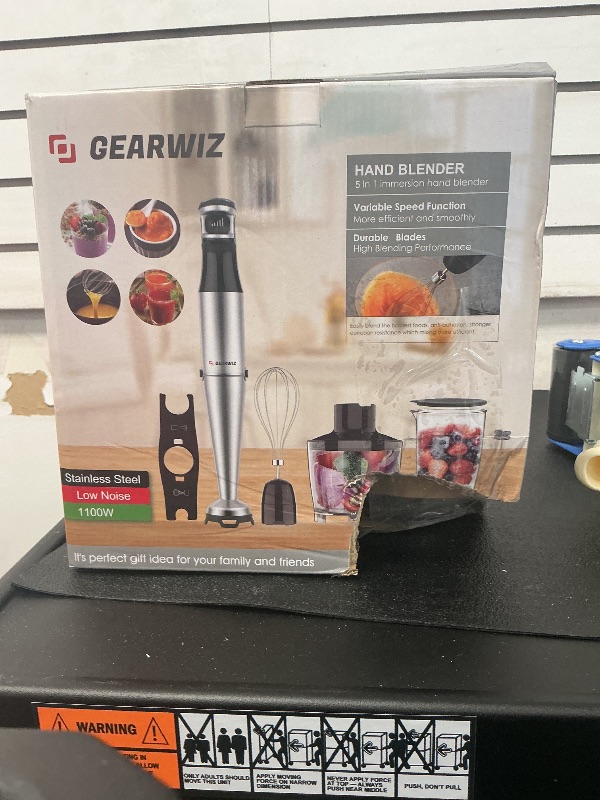 Photo 1 of Gearwiz 1100W Corded Hand Blender – 6-in-1 Stick Blender – Variable Speed Immersion Blender with Titanium Blades – Corded Blender with Whisk Chopper Frother Storage Holder & Silicone Cover