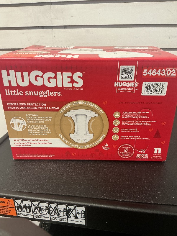 Photo 1 of Baby Diapers Size Newborn (up to 10 lbs), 76ct, Huggies Little Snugglers