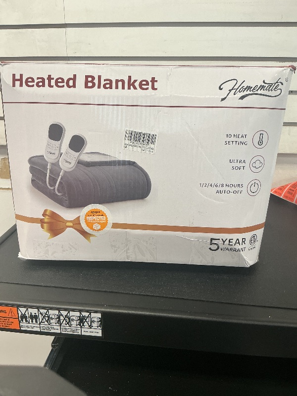 Photo 1 of Homemate Electric Heated Blanket Queen - 84"x90" Heating Blanket Queen Size Dual Control 1/2/4/6/8 Hours Auto-Off 10 Heat Level Heat Blanket Over-Heat Protection Flannel Sherpa ETL Certification