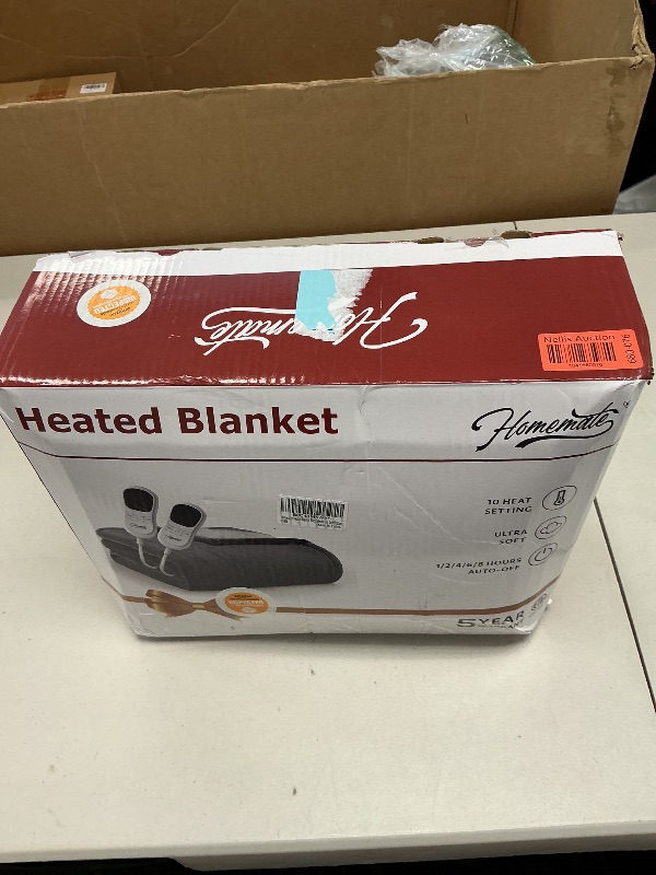 Photo 1 of Homemate Electric Heated Blanket Queen - 84"x90" Heating Blanket Queen Size Dual Control 1/2/4/6/8 Hours Auto-Off 10 Heat Level Heat Blanket Over-Heat Protection Flannel Sherpa ETL Certification