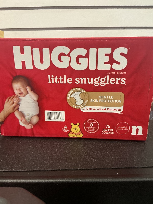Photo 1 of Baby Diapers Size Newborn (up to 10 lbs), 76ct, Huggies Little Snugglers