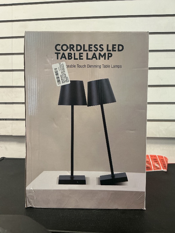 Photo 1 of EMINGSKY 2-Pack LED Cordless Table Lamp 5200mAh Rechargeable Battery Operated Portable Desk Lamps 3 Color Stepless Dimming Up for Restaurant, Bedroom, Outdoor (Grey)