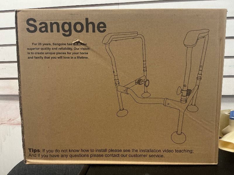 Photo 1 of Sangohe Toilet Safety Rails - Toilet Safety Frame for Elderly - Toilet Brace for Elderly - Handicap Toilet Seat with Handles - Toilet Bars for Elderly and Disabled, 502D-A