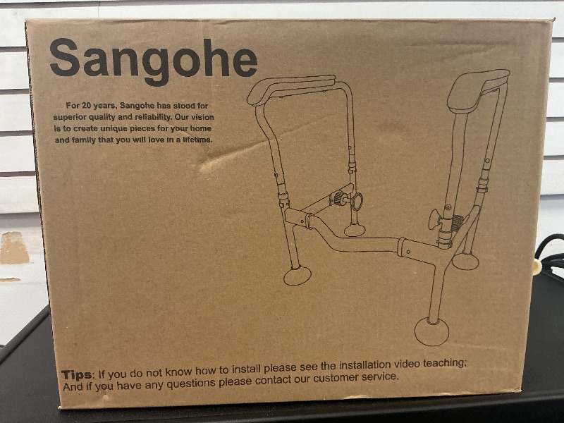 Photo 1 of Sangohe Toilet Safety Rails - Toilet Safety Frame for Elderly - Toilet Brace for Elderly - Handicap Toilet Seat with Handles - Toilet Bars for Elderly and Disabled, 502D-A