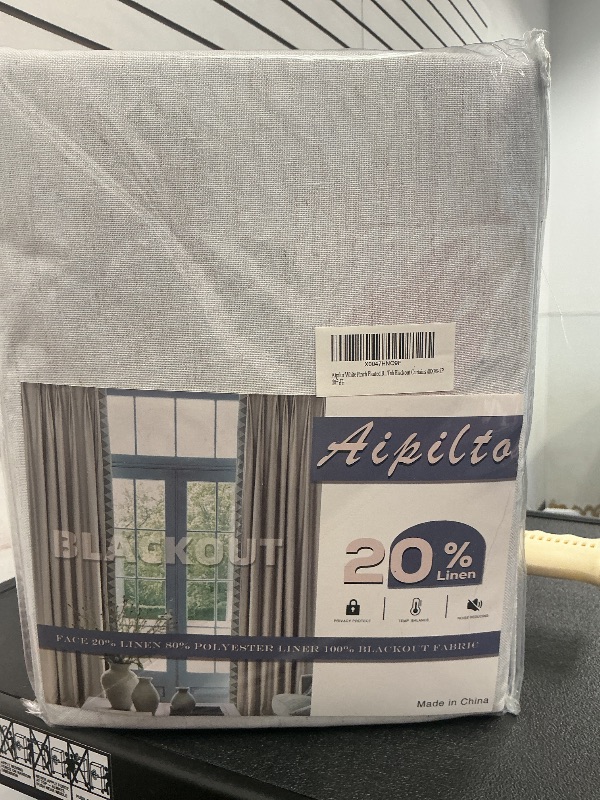 Photo 1 of Aipilto White Linen Full Blackout Curtains Pinch Pleated 96 Inch 2 Panels,100% Block Out Thermal Insulated Modern Window Drapes for Sliding Glass Door Living Room Back Tab with Hooks 40”Wx96”L