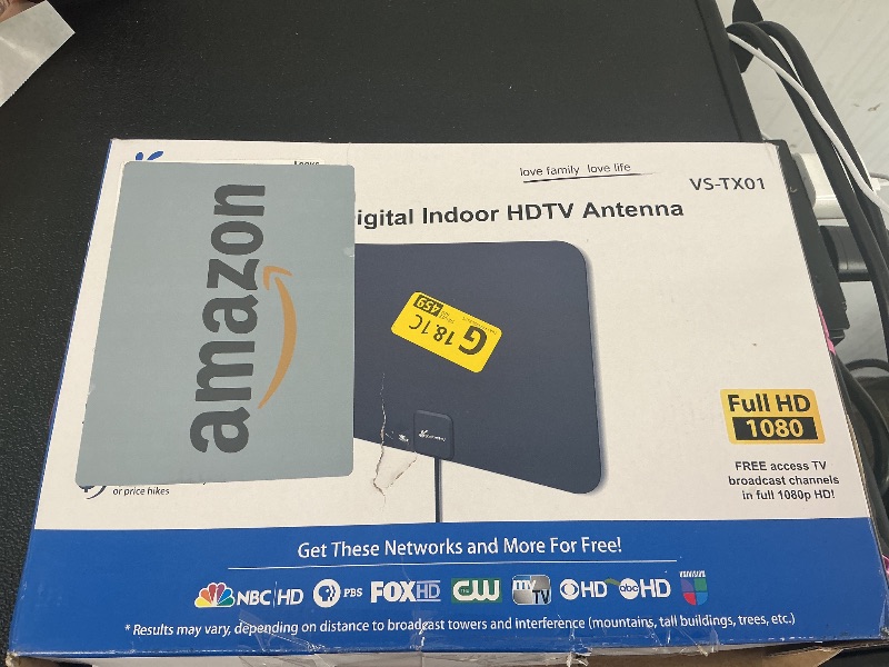 Photo 1 of TV Antenna Indoor, Digital Amplified Indoor HDTV Antenna, 1080p VHF UHF Television Local Channels Detachable Signal Amplifier and 16.5ft Long Coax Cable