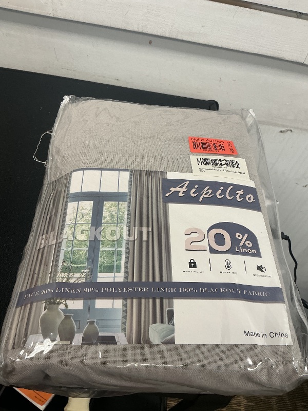 Photo 1 of Aipilto 108 Inch Long Pinch Pleated Full Blackout Curtains,Back Tab Linen Blend Window Drapes with Hooks,Thermal Insulated Thick Heavy Duty Light Blocking Curtains for Living Room 40”Wx108”Lx2 Taupe