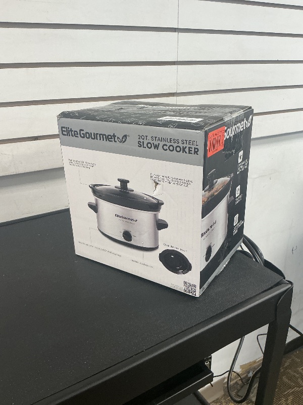 Photo 1 of Elite Gourmet MST-275XS Electric Oval Slow Cooker, Adjustable Temp, Entrees, Sauces, Stews & Dips, Dishwasher Safe Glass Lid & Crock (2 Quart, Stainless Steel)