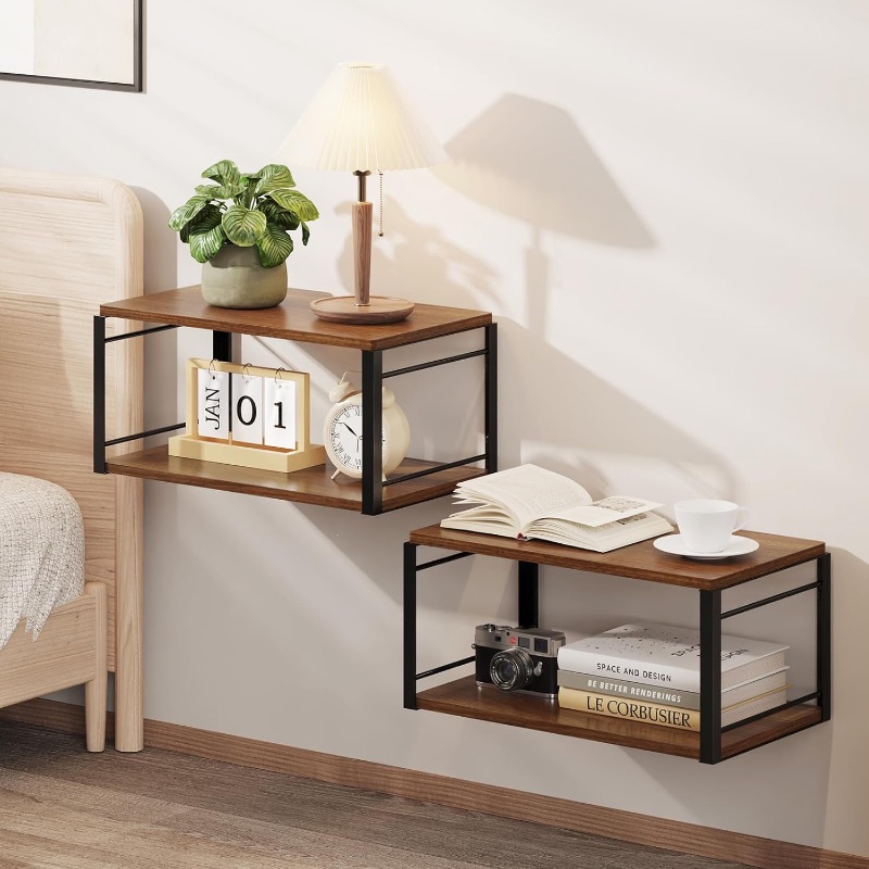 Photo 1 of 
NANAGIFTREE Floating Nightstand Set of 2, Wood Bedside Shelf Wall Mounted Nightstand, Floating Bedside Table for Bedroom, Living Room, Bathroom, Kitchen,...