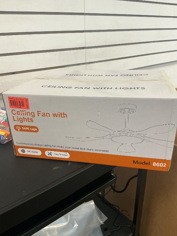 Photo 1 of Ceiling Fans with Lights and Remote, 46 Inch Black Ceiling Fan for Bedroom with 5 Reversible Blades, Modern Ceiling Fan Noiseless Reversible DC Motor, 6 Speeds, Timing