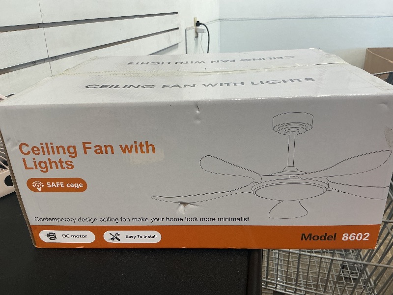 Photo 1 of Ceiling Fans with Lights and Remote, 46 Inch Black Ceiling Fan for Bedroom with 5 Reversible Blades, Modern Ceiling Fan Noiseless Reversible DC Motor, 6 Speeds, Timing