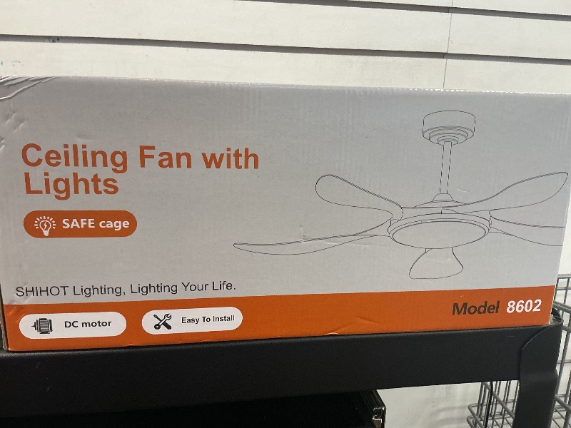 Photo 1 of Ceiling Fans with Lights and Remote, 46 Inch Black Ceiling Fan for Bedroom with 5 Reversible Blades, Modern Ceiling Fan Noiseless Reversible DC Motor, 6 Speeds, Timing