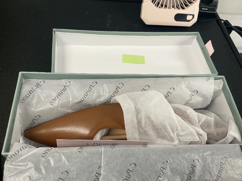 Photo 1 of C.Paravano Women's Slingback Flats | Pointed Toe Flats Sandals | Ankle Strap Slingback Shoes | Comfort Leather Slip on Shoes | Casual Dress Shoes (Size 10.5, Brown)