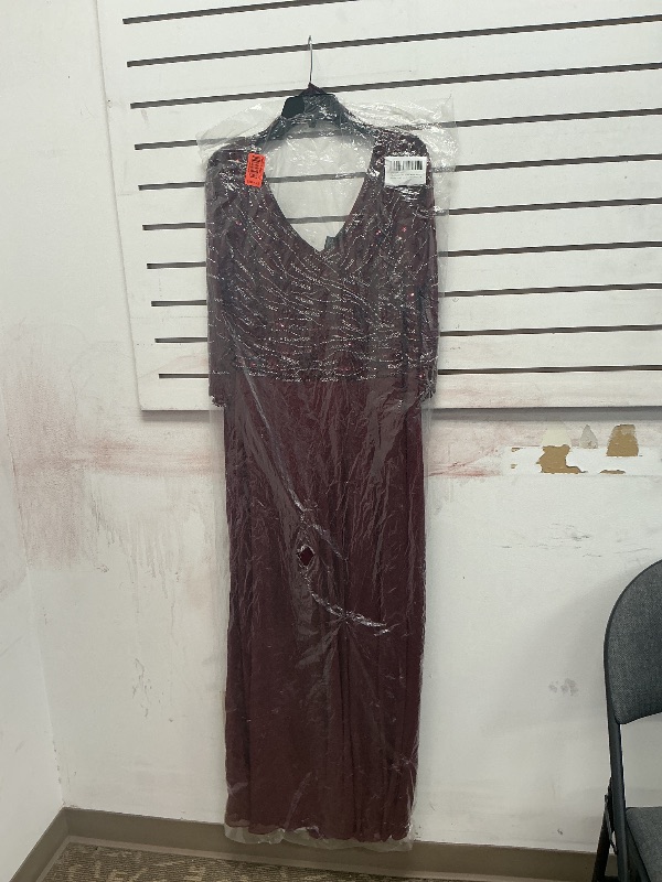 Photo 1 of J Kara Women's 3/4 Sleeve Beaded Bodice Pop Over Long Dress, Cranberry/Multi, 18