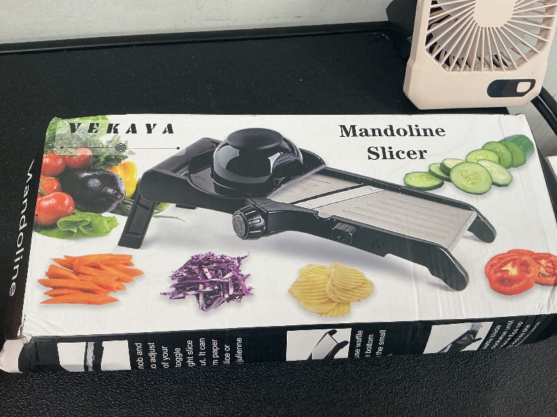 Photo 1 of VEKAYA Adjustable Mandoline Slicer, Mandoline Slicer for Kitchen, Mandolin with Cut-Resistant Gloves,Potato Slicer, Vegetable Slicer, Mandoline French Fry Cutter, Stainless Steel Vegetable Chopper