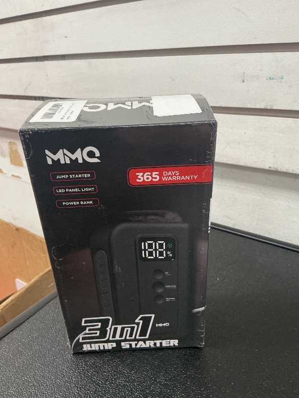 Photo 1 of MMQ Car Battery Jump Starter 1000A 12V 6L Gas 3L Diesel with LCD Display, 10,000 mAh USB-C Power Bank, Emergency Hazard Lights (with EV Zipper Bag)