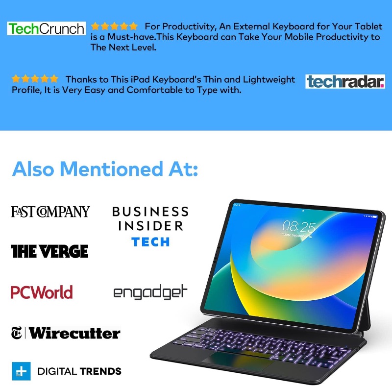 Photo 1 of 
Keyboard Case for iPad Air 11-inch (M3 2025 / M2 2024) & iPad Pro 11 inch(1st/2nd/3rd/4th Generation) – Magic-Style Magnetic Keyboard Case with...