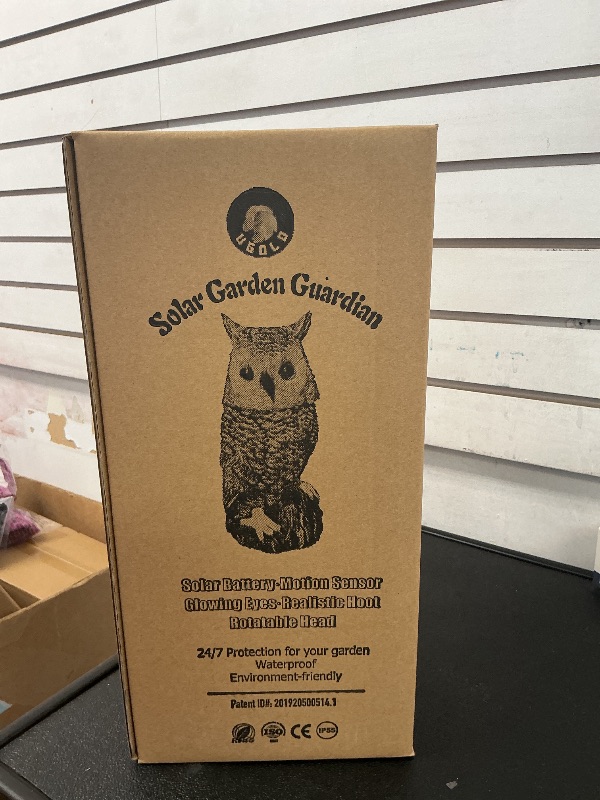Photo 1 of Ugold Solar Powered Snow Owl with Glowing Eyes, Rotatable Head, Realistic Hoots, Detection and Silent Mode, Garden Sculpture, Decoration for Home, Garden, Patio and Lawn