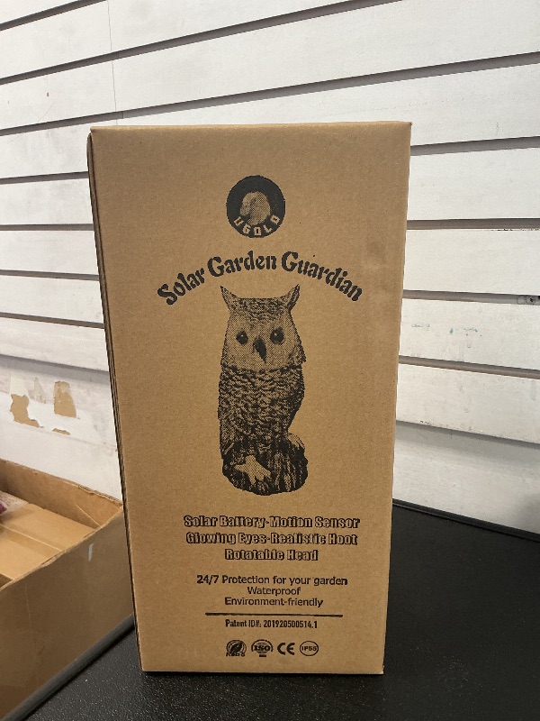 Photo 1 of Ugold Solar Powered Snow Owl with Glowing Eyes, Rotatable Head, Realistic Hoots, Detection and Silent Mode, Garden Sculpture, Decoration for Home, Garden, Patio and Lawn