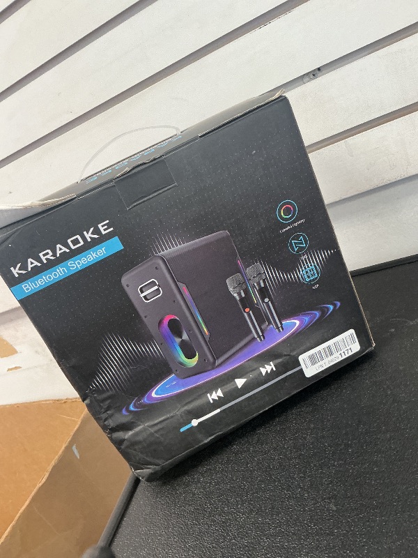 Photo 1 of Karaoke Machine with 2 Wireless Microphones Portable Bluetooth Karaoke Machine for Adults Kids DSP Chip Karaoke Speaker with LED Lights Supports TWS TF Card USB AUX in