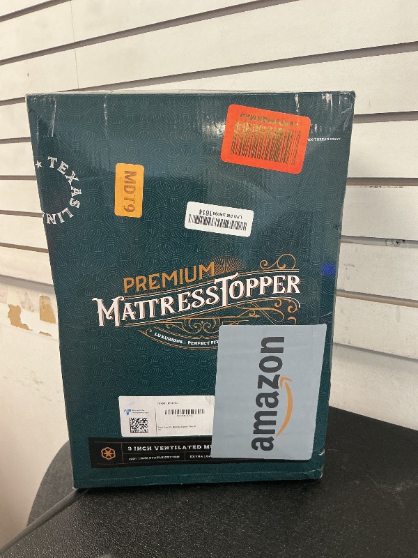 Photo 1 of Texas Linen Co. Twin XL Cooling Mattress Topper, Pillow-Top Optimum Thickness, Soft 100% Cotton Fabric, Breathable & Plush Quilted Down-Like Fill, Snug Deep Pocket fit White