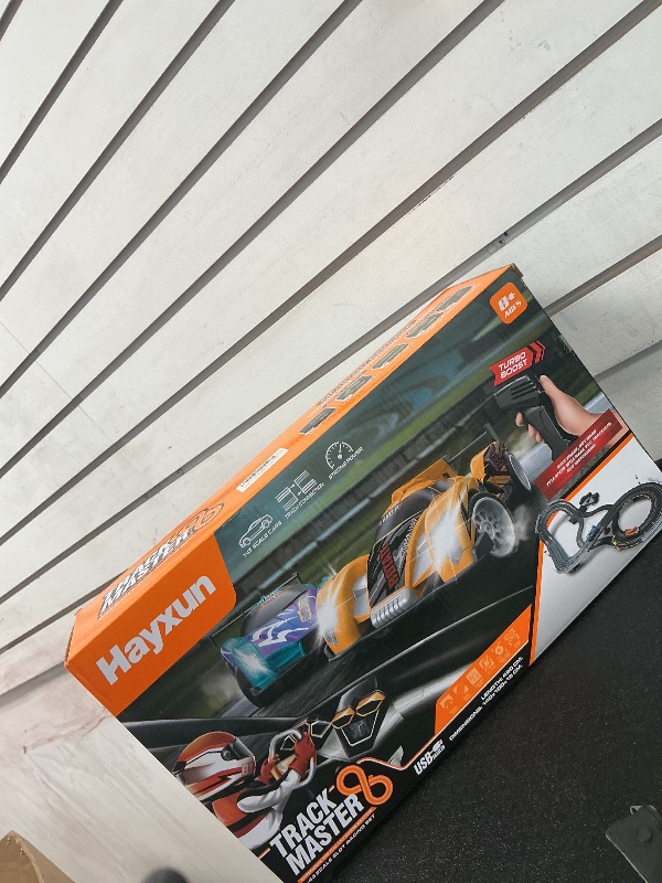 Photo 1 of Electric Slot Car Race Track Sets - Race Car Track Sets with 4 High-Speed Slot Cars 1:43 with Headlights, 2 Hand Controllers, Dual Racing Game Lap Counter, Birthday, Toys for Children