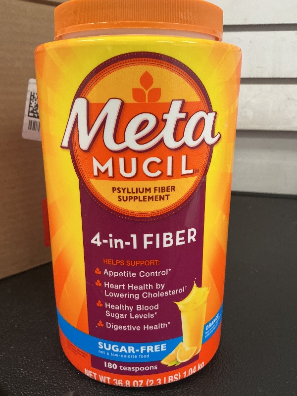 Photo 1 of Metamucil Psyllium Fiber Supplement Sugar Free Powder - Orange
