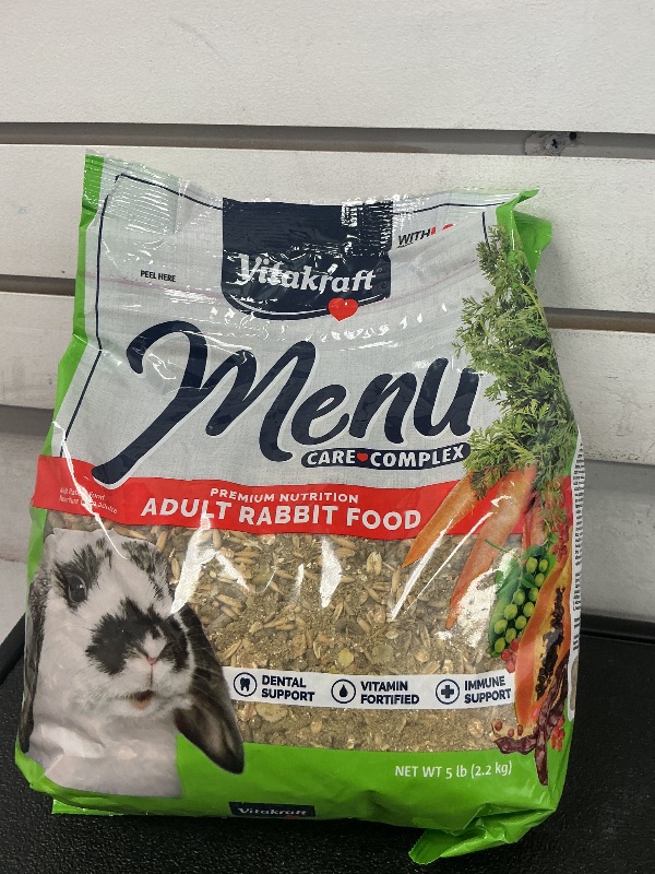 Photo 1 of Vitakraft Menu Premium Rabbit Food - Alfalfa Pellets Blend - Vitamin and Mineral Fortified, Carrots,Greens,Grains,Fruits, 5 Lb