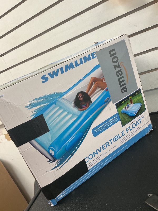 Photo 1 of SWIMLINE Inflatable Swimming Pool Float Lounger Raft Mattress, Fun Mat, Classic Convertible, Blue