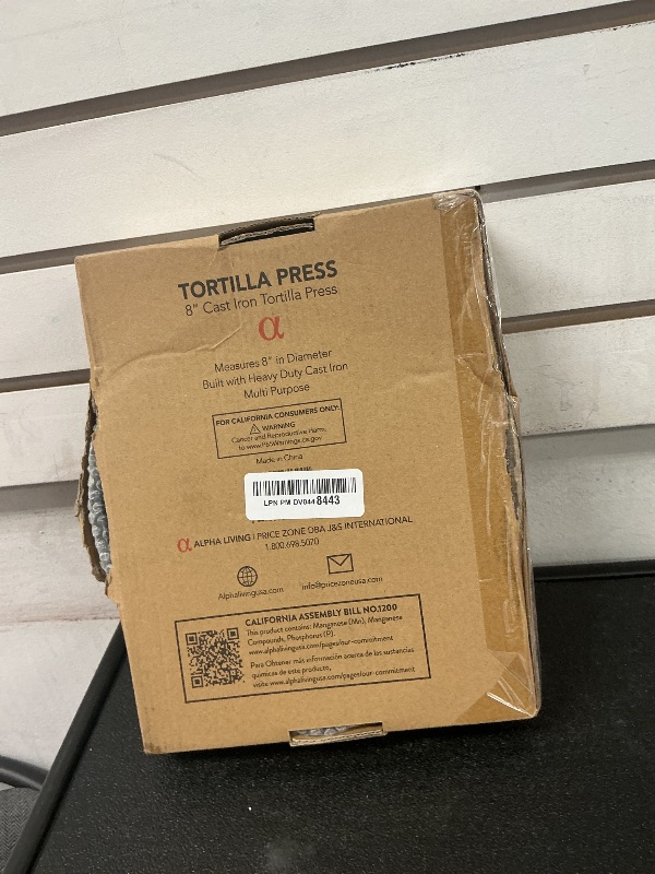Photo 1 of Alpha Living Tortilla Press – 8 Inch Cast Iron Quesadilla Maker – Heavy Duty Empanada Maker Press – Cast Iron Tortilla Maker for Kitchen, Home Use