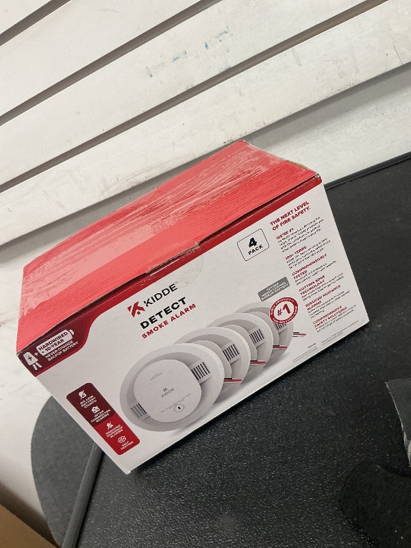 Photo 1 of Kidde Hardwired Smoke Detector, 10-Year Battery Backup, Interconnectable, LED Warning Light Indicators, 4 Pack